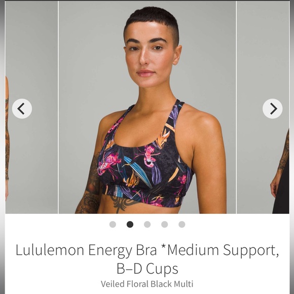 Lululemon Energy Bra - Veiled Floral Black Multi - Picture 1 of 5